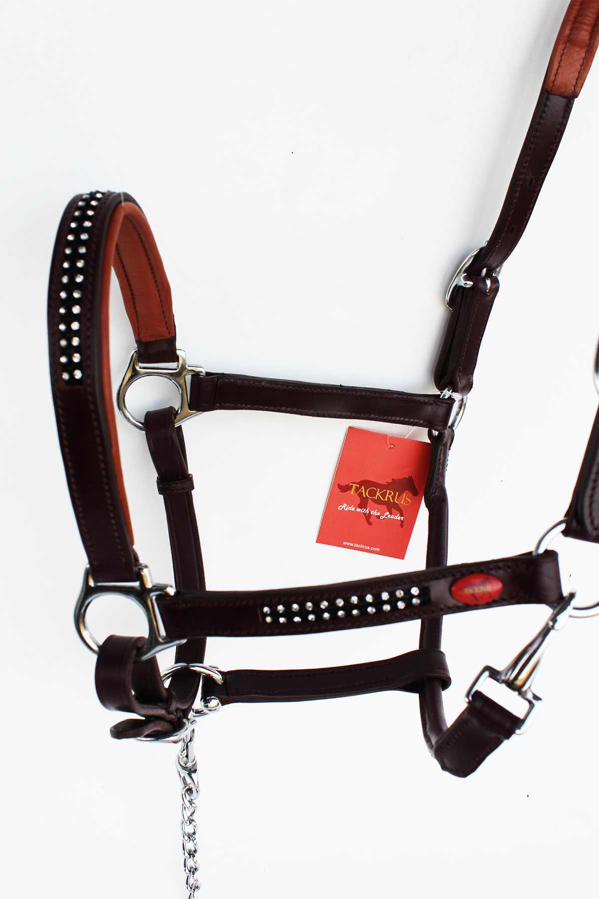 Horse English Padded Leather Cob Western Show Halter Crystals Brown ...