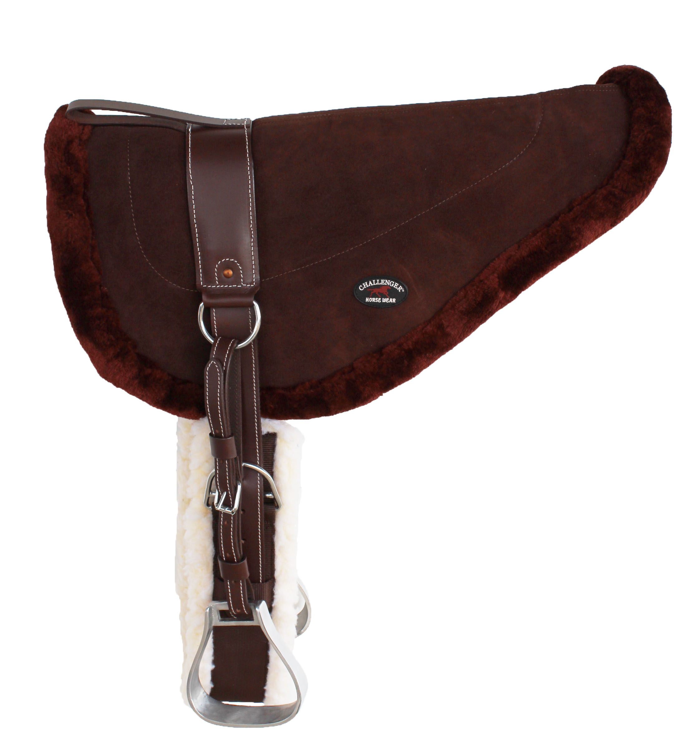 Horse SADDLE PAD WESTERN BAREBACK Suede Leather Girth Stirrups 39171