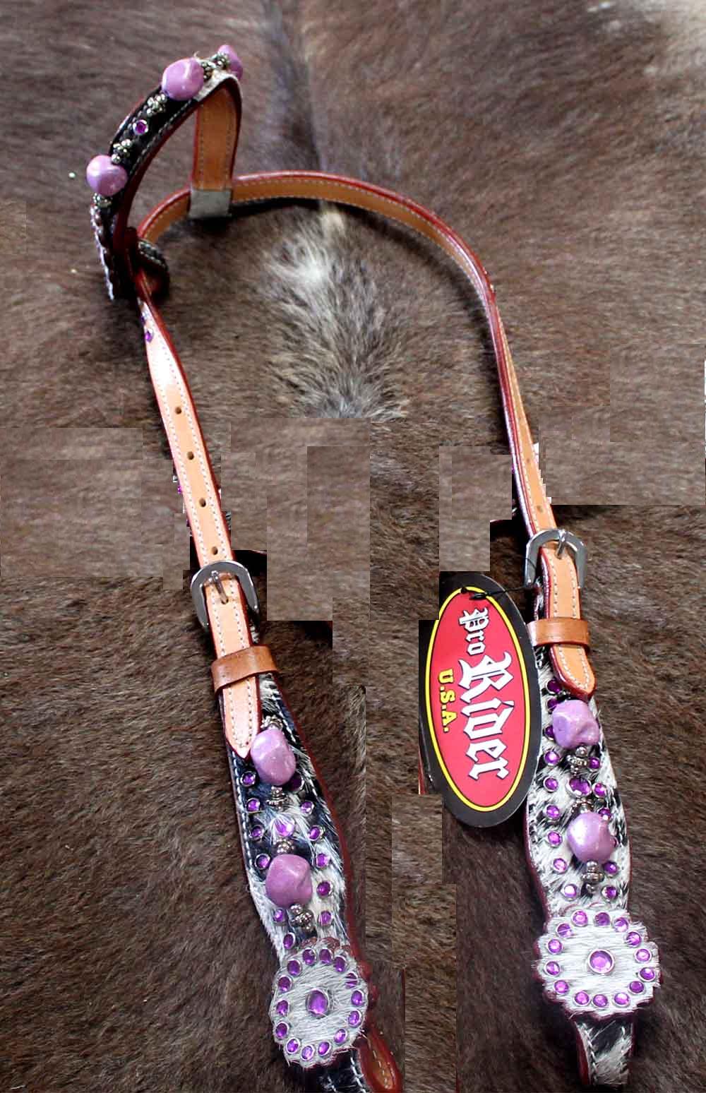 Horse Show Tack Bridle Western Leather Headstall Purple 8376h Ebay