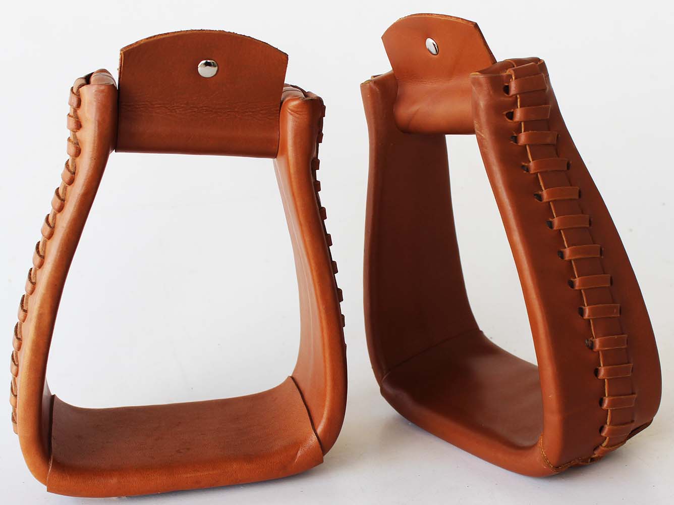 Western Show Horse Saddle Andled Sloped Aluminium Leather Stirrups