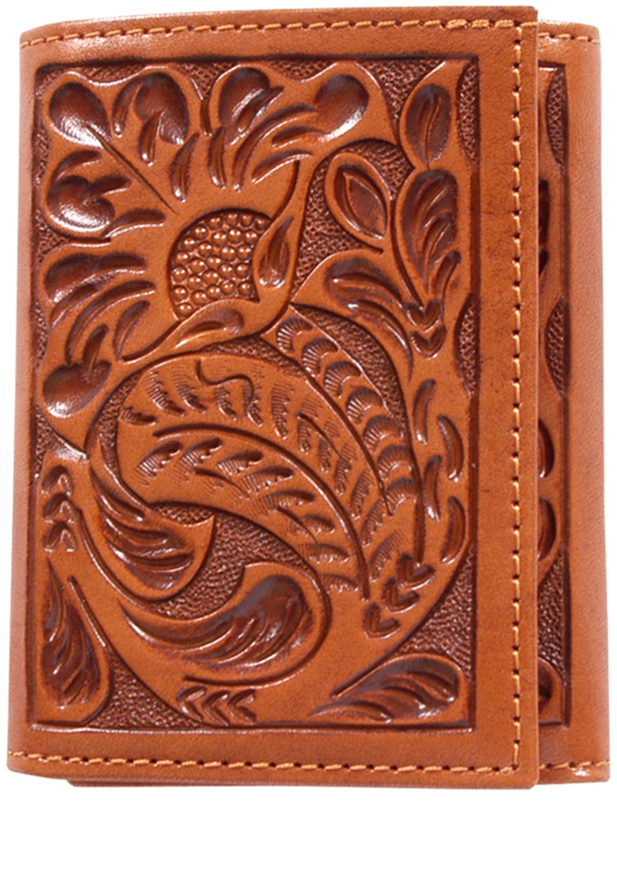 3D Natural Cow Leather Mens Western Trifold Wallet Hand Carved Tooled 27AW103 | eBay