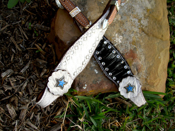 BRIDLE WESTERN LEATHER HEADSTALL STONES CLEAR BLING  