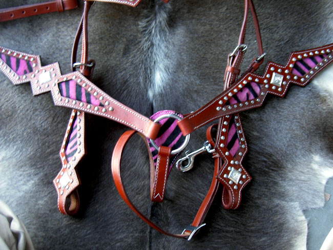 BRIDLE WESTERN LEATHER HEADSTALL BREASTCOLLAR PURPLE  