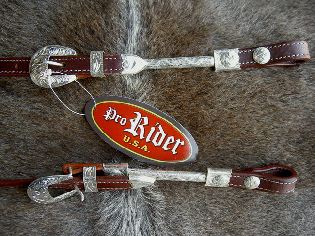 BRIDLE WESTERN LEATHER SHOW BARREL HEADSTALL SILVER BROWN RODEO  