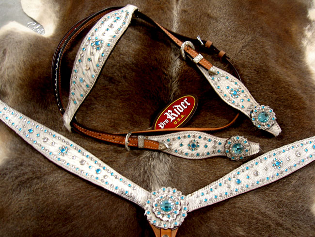 HORSE BRIDLE WESTERN LEATHER HEADSTALL BREASTCOLLAR TACK RODEO 