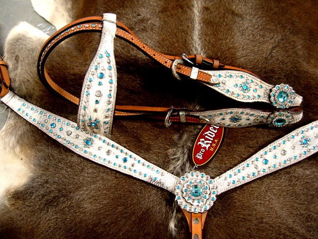 HORSE BRIDLE WESTERN LEATHER HEADSTALL BREASTCOLLAR TACK RODEO 