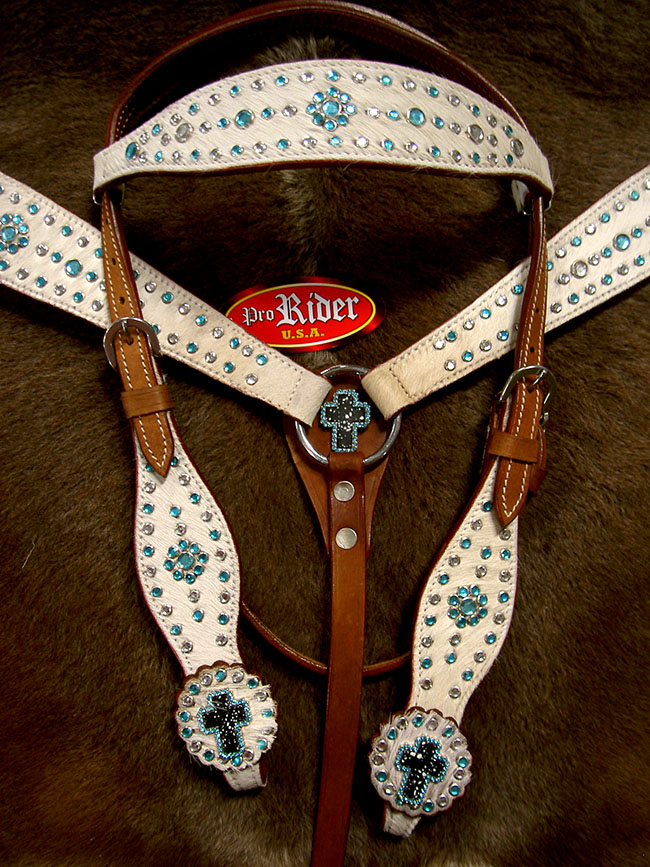 HORSE BRIDLE WESTERN LEATHER HEADSTALL BREASTCOLLAR TACK RODEO 