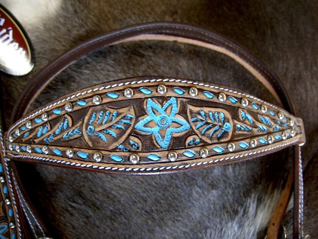 HORSE BRIDLE WESTERN LEATHER HEADSTALL BREASTCOLLAR TACK RODEO 