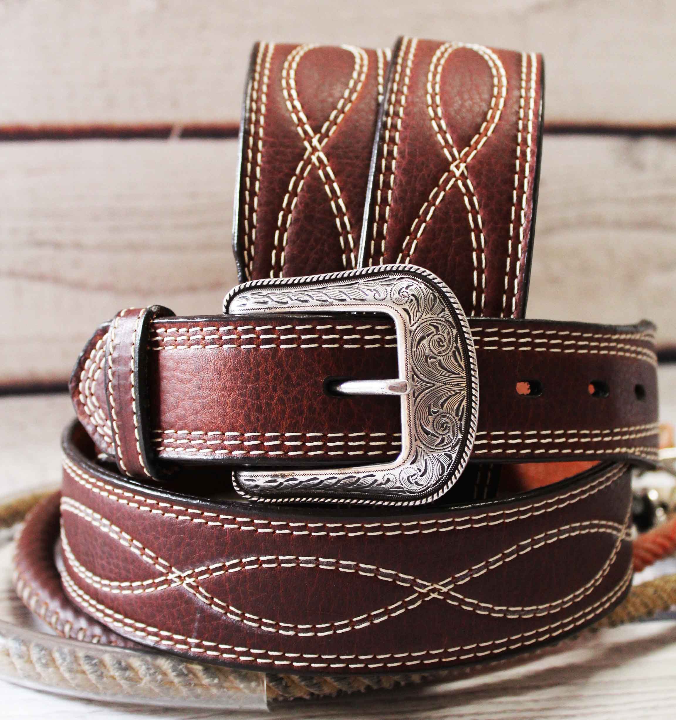 3D USA 1-3/4” Dark Brown Men's Western Fashion 100% Leather Belt 261357 ...