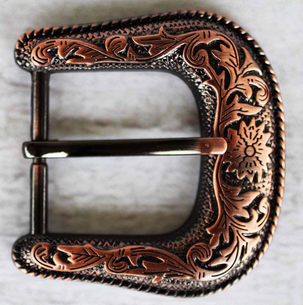 1-1-2-38-mm-Cowboy-Cowgirl-Western-Copper-Antique-Floral-Belt-Buckle-2808