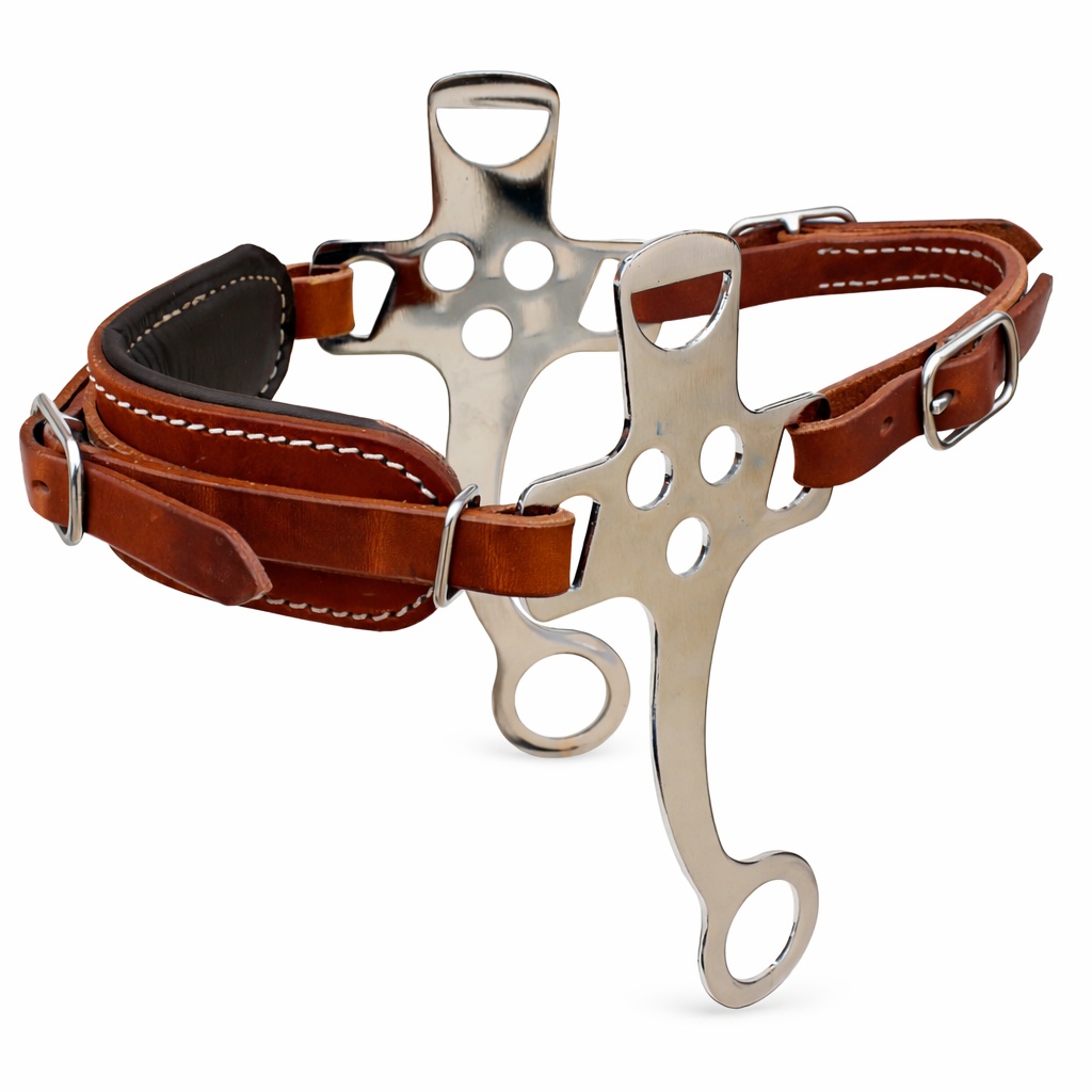 Horse Bit Adjustable Black Leather Padded Training Bitless Hackamore 35RT01