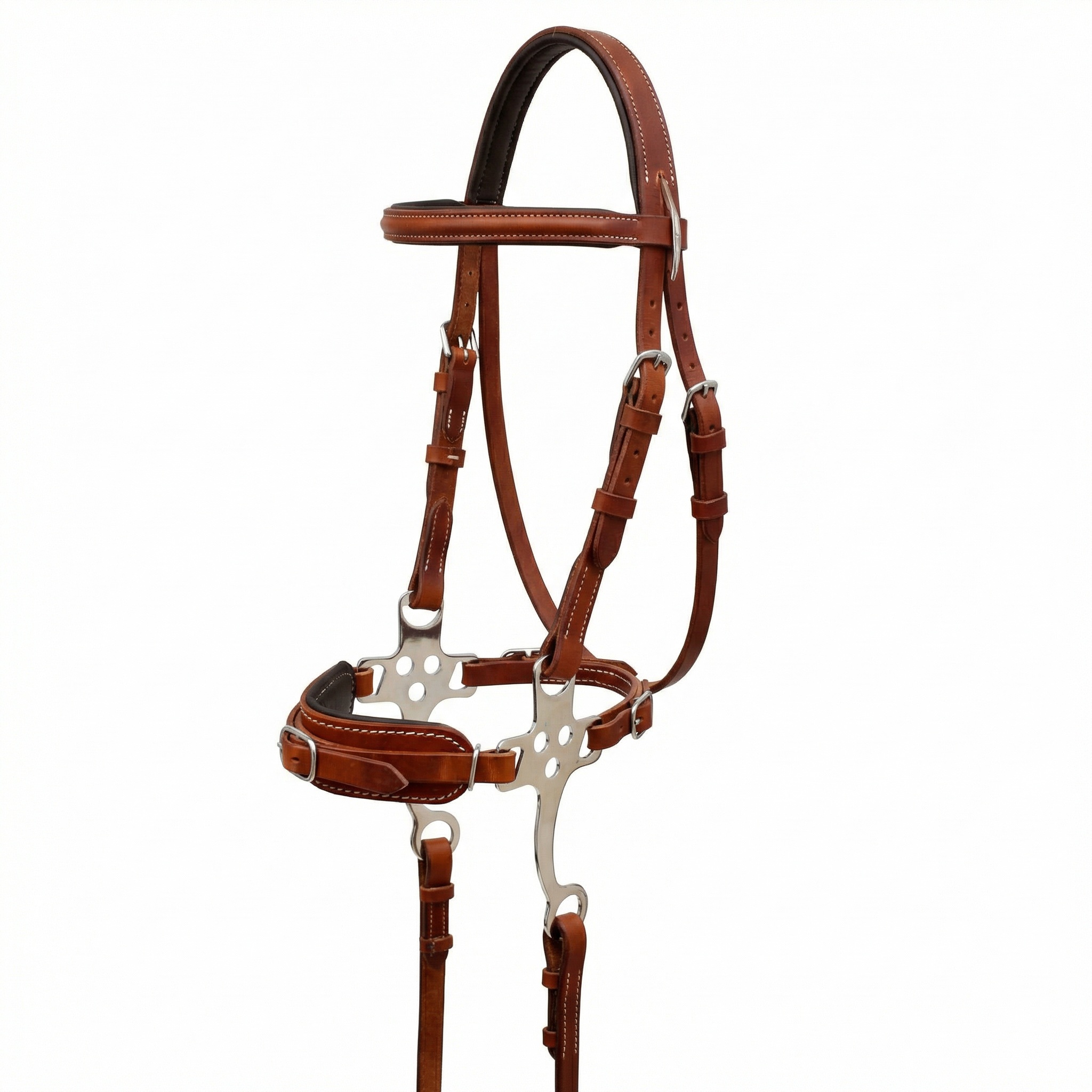 Horse Bit Adjustable Black Leather Padded Training Bitless Hackamore 35RT01