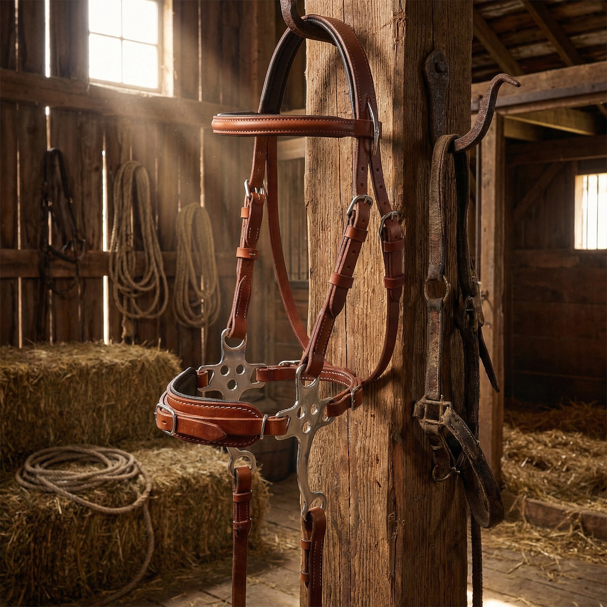 Horse Bit Adjustable Black Leather Padded Training Bitless Hackamore 35RT01