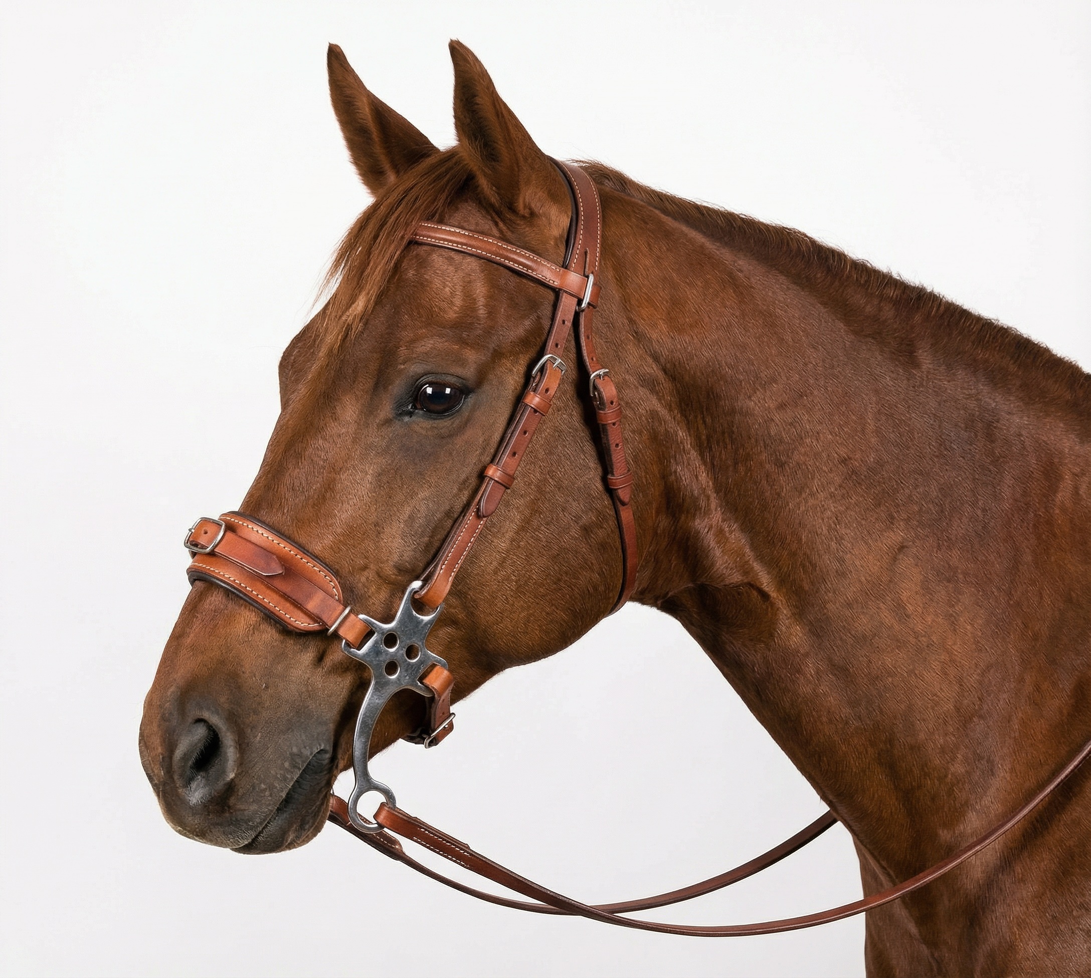Horse Bit Adjustable Black Leather Padded Training Bitless Hackamore 35RT01