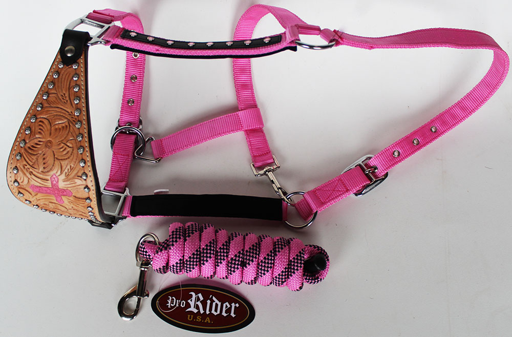 Horse Noseband Tack Bronc Leather HALTER Tiedown Lead Rope 280617