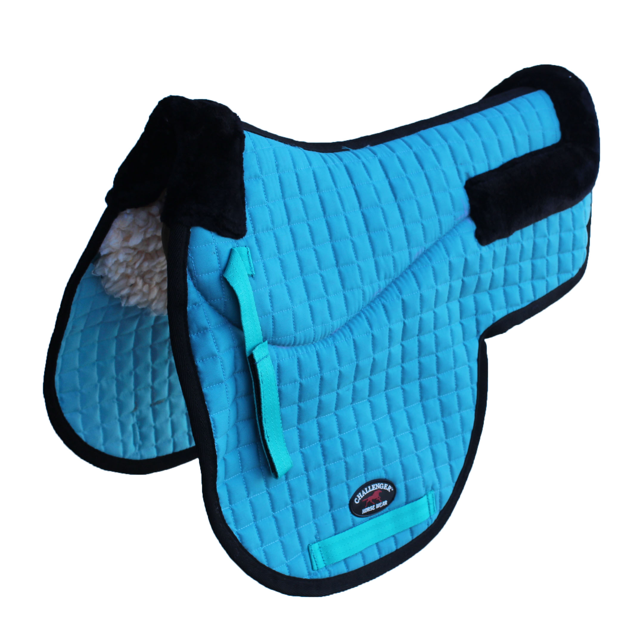 Horse Quilted ENGLISH SADDLE PAD Trail Contour Fleece Lined Blue 72110 