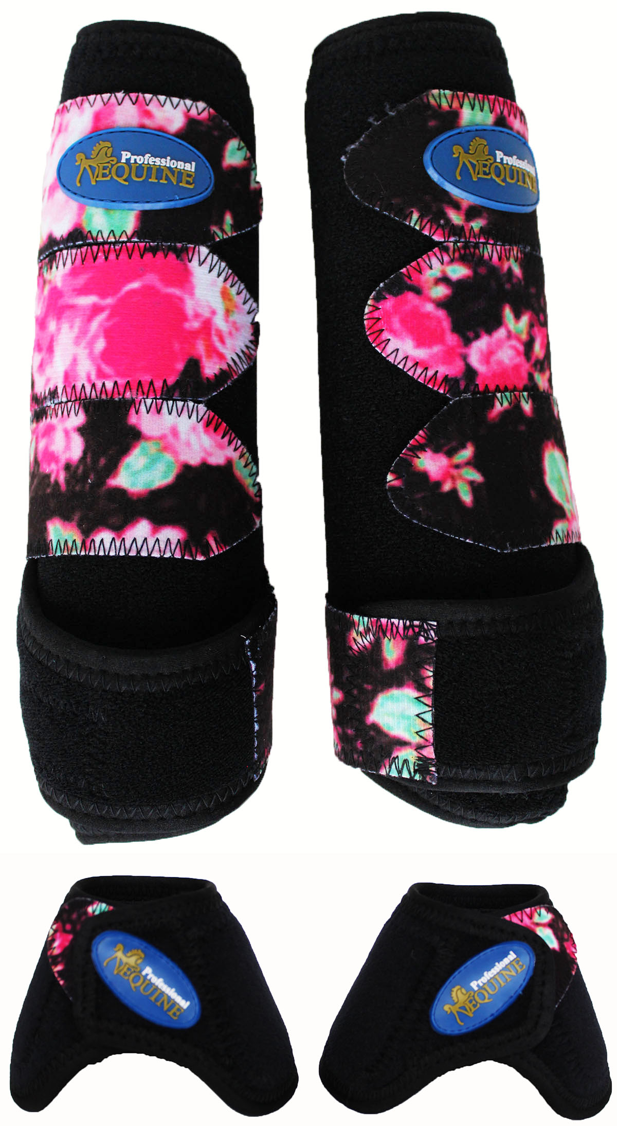 Medium Professional Equine Horse Sports Medicine Splint Boots Bell Floral 4135B