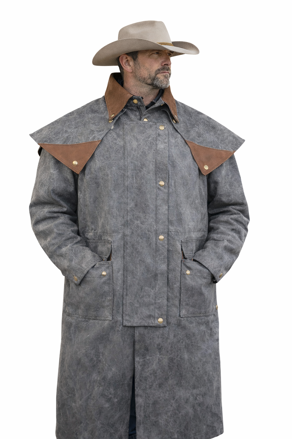MENS OIL CLOTH OILSKIN WESTERN AUSTRALIAN DROVER WATERPROOF DUSTER COAT ...