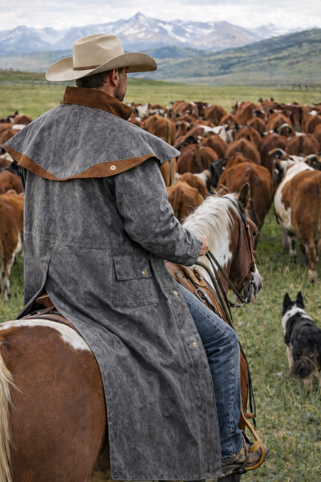 MENS OIL CLOTH OILSKIN WESTERN AUSTRALIAN DROVER WATERPROOF DUSTER