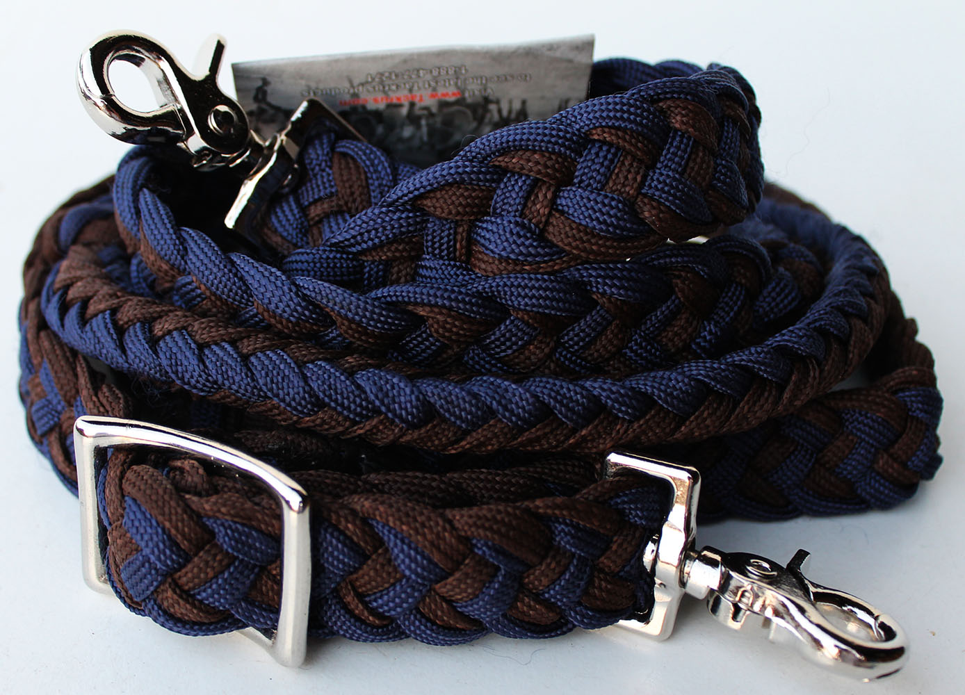 Roping Knotted Horse Tack Western Barrel Reins Nylon Braided Navy 60713 ...