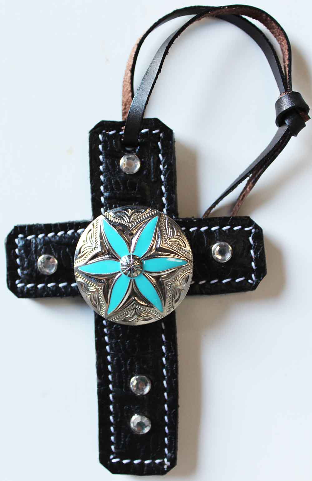 Western Riding Barrel Saddle Leather Cross Tie Tack Bling Concho ...