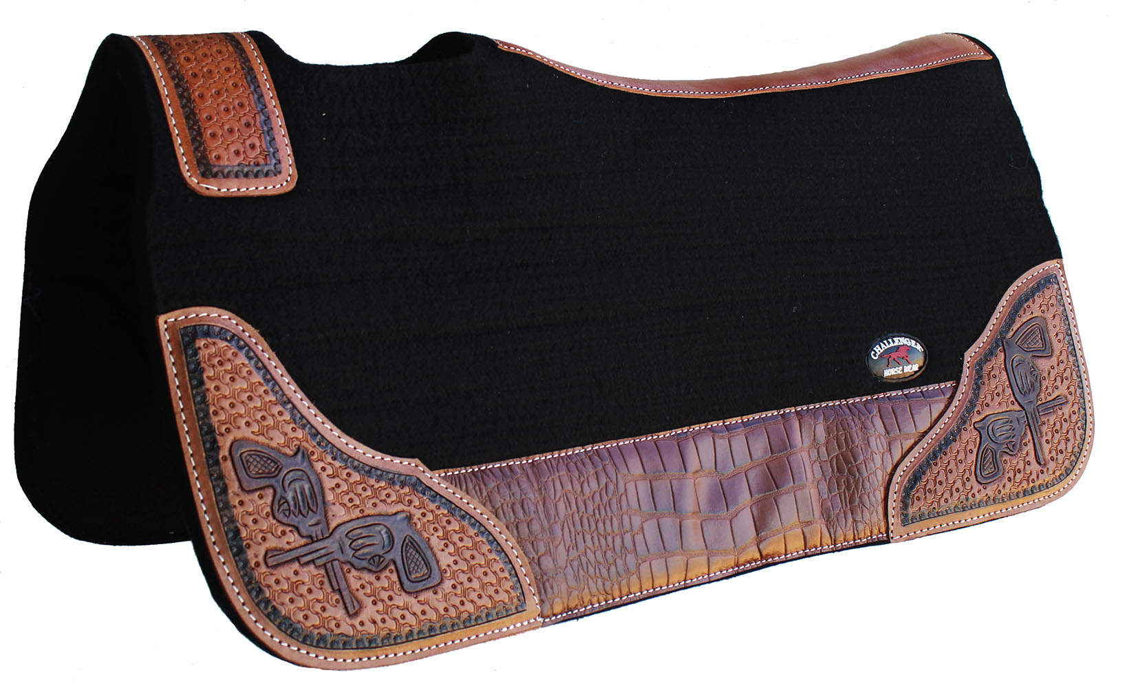 AceRugs Corrective Therapeutic Western Saddle Pads for Horses Wool Felt Hand Tooled Leather Trim 