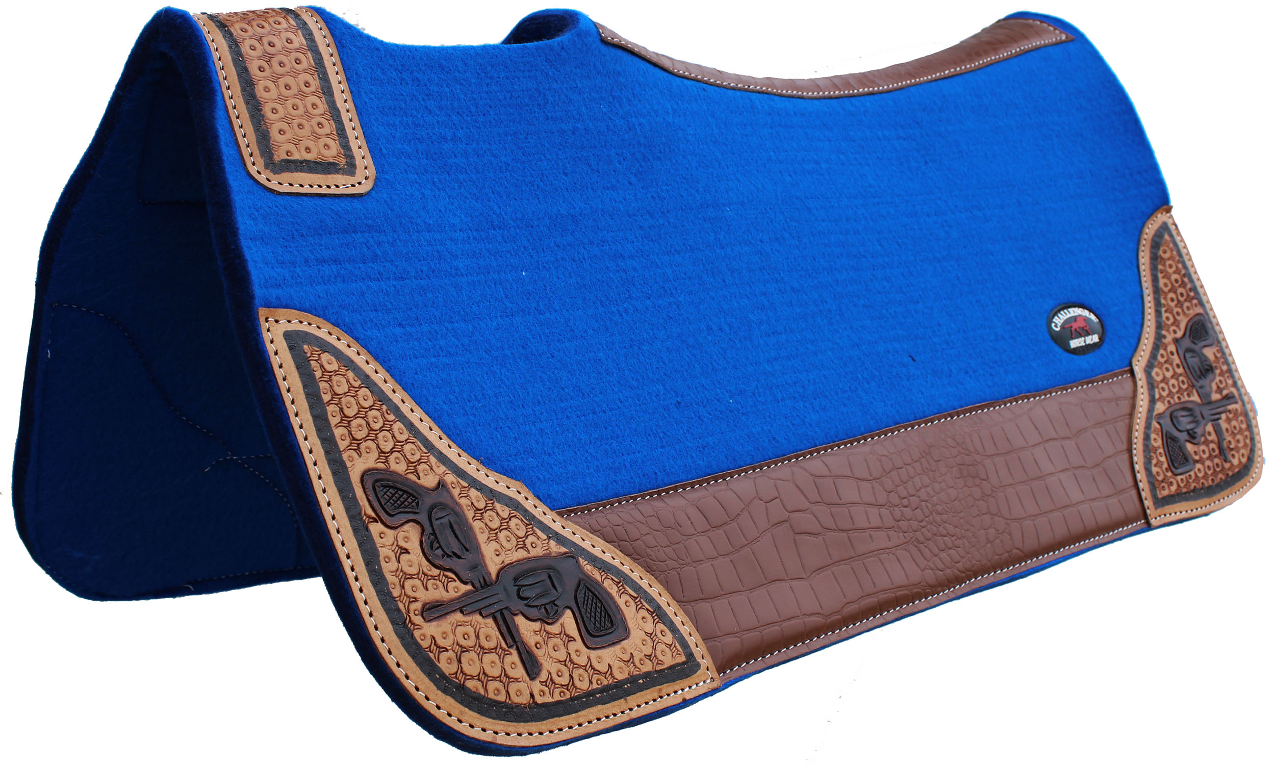 Hilason Western Wool Felt Gel Horse Saddle Pad with Leopard Print Leather