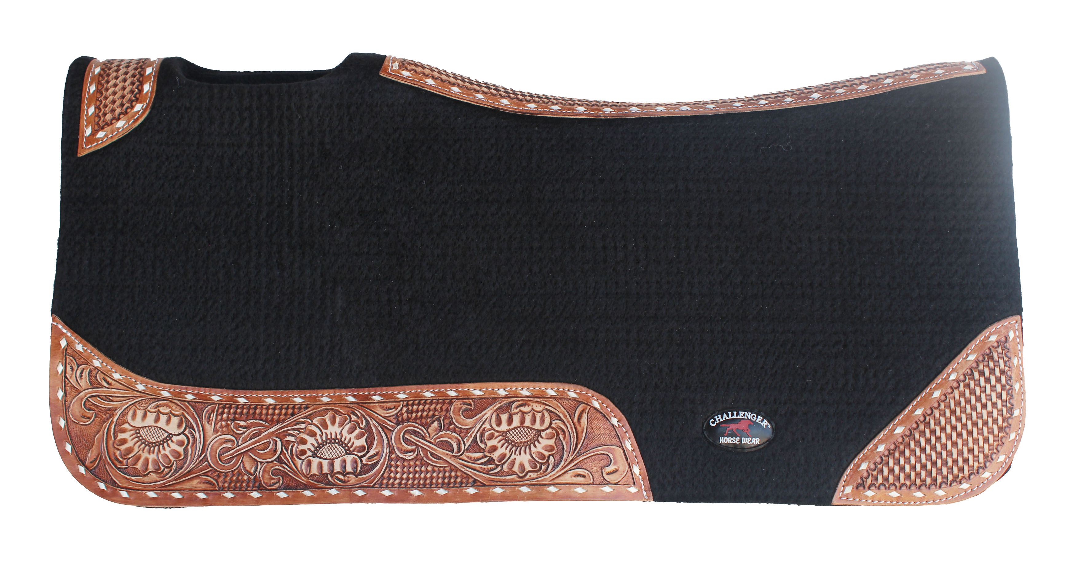 Horse Saddle Pad Western Contoured Wool Felt Moisture Wicking Brown