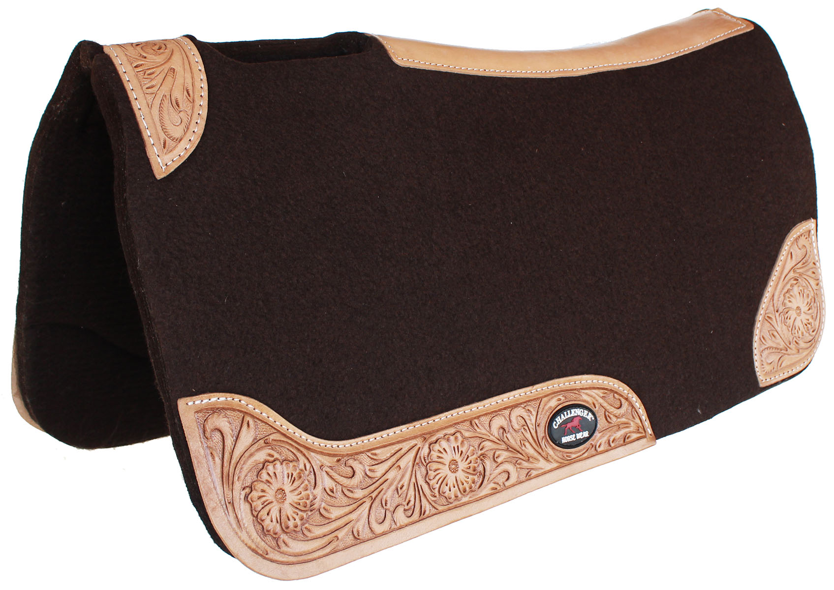 Horse SADDLE PAD Western Contoured Wool Felt Moisture Wicking Brown 39RT03