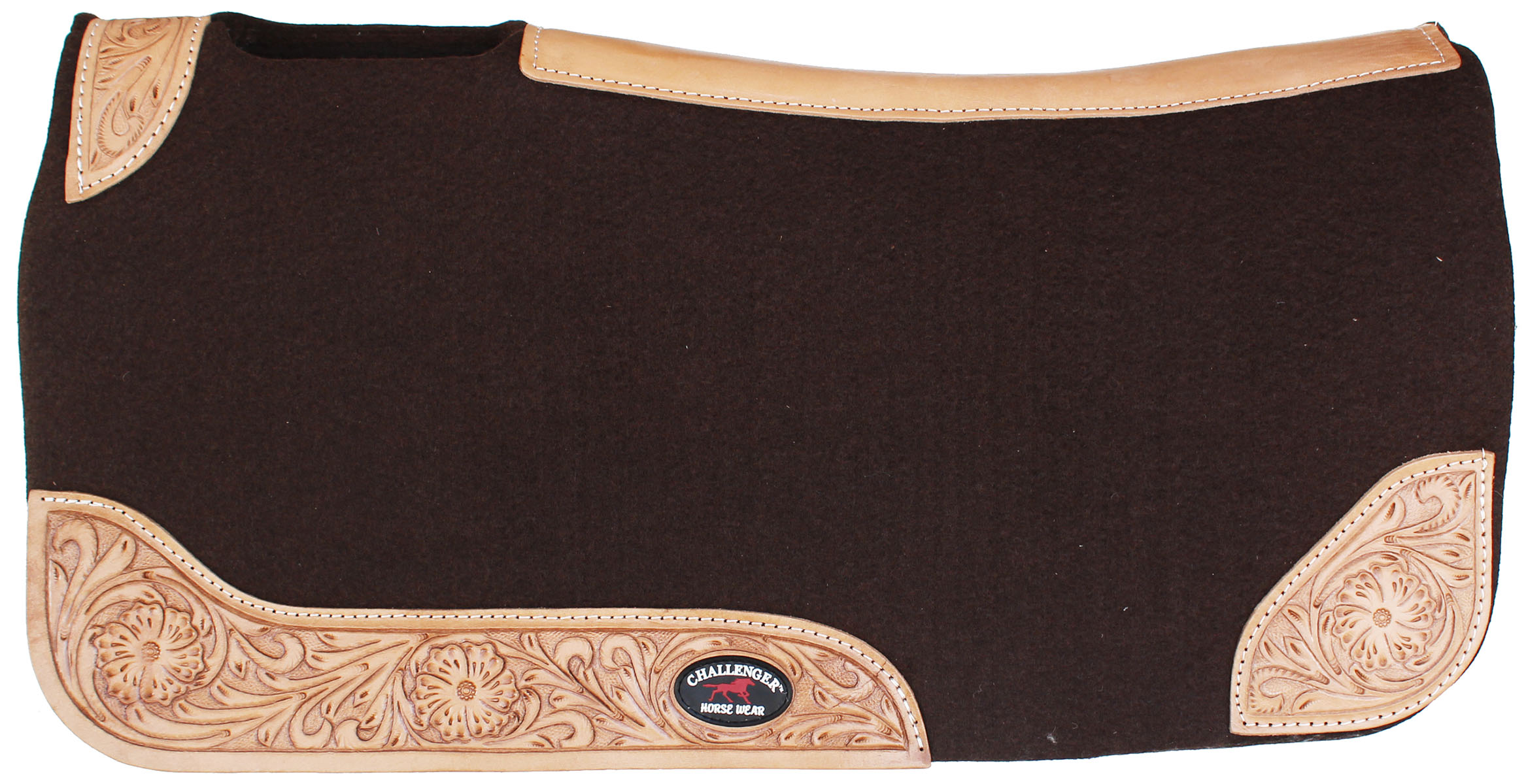 Horse SADDLE PAD Western Contoured Wool Felt Moisture Wicking Brown 39RT03