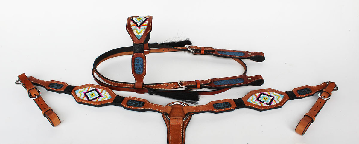 Horse Show Bridle Western Leather Headstall Breast Collar 7903