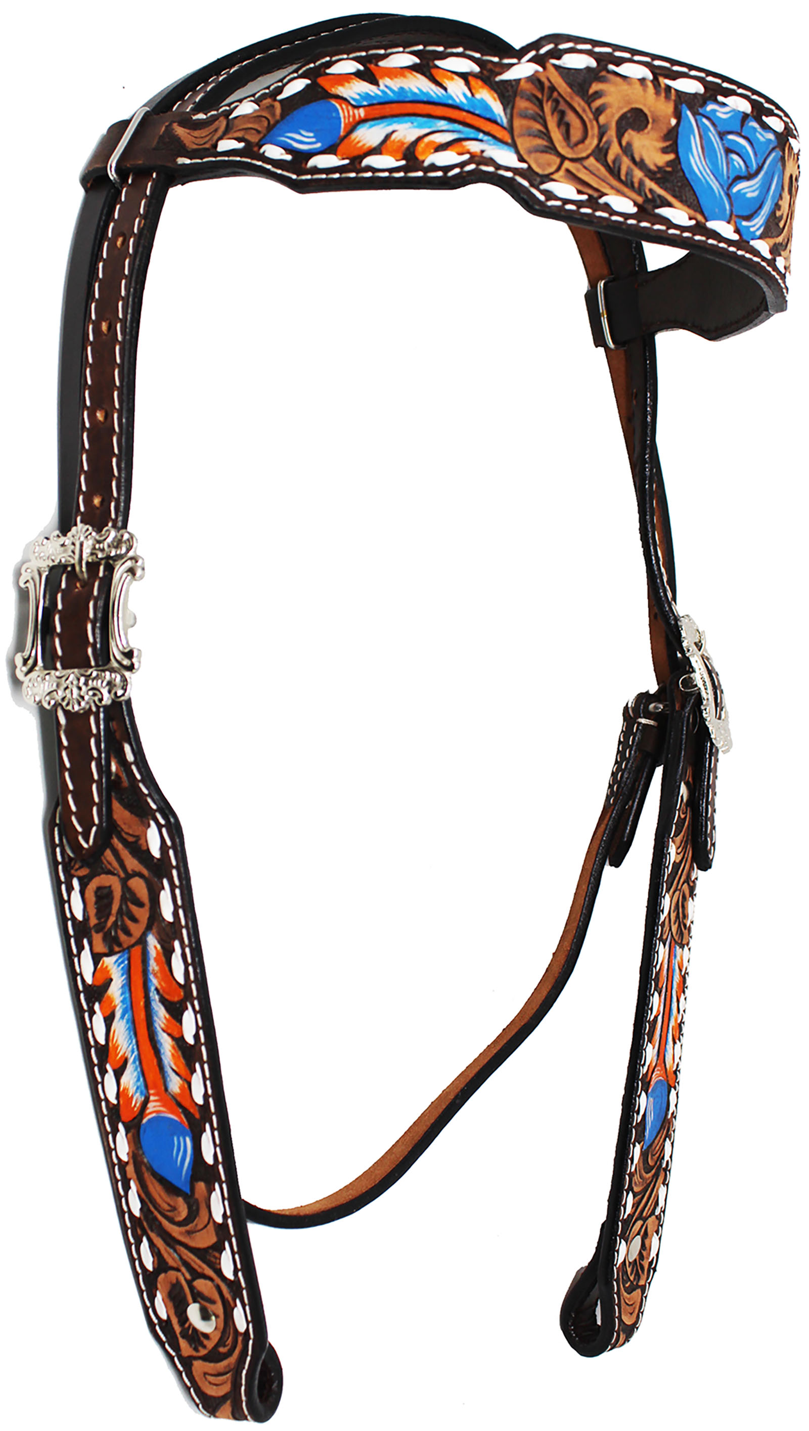 Horse Western Floral Tooled Browband Bridle & Breast Collar Tack Set 78HR43B