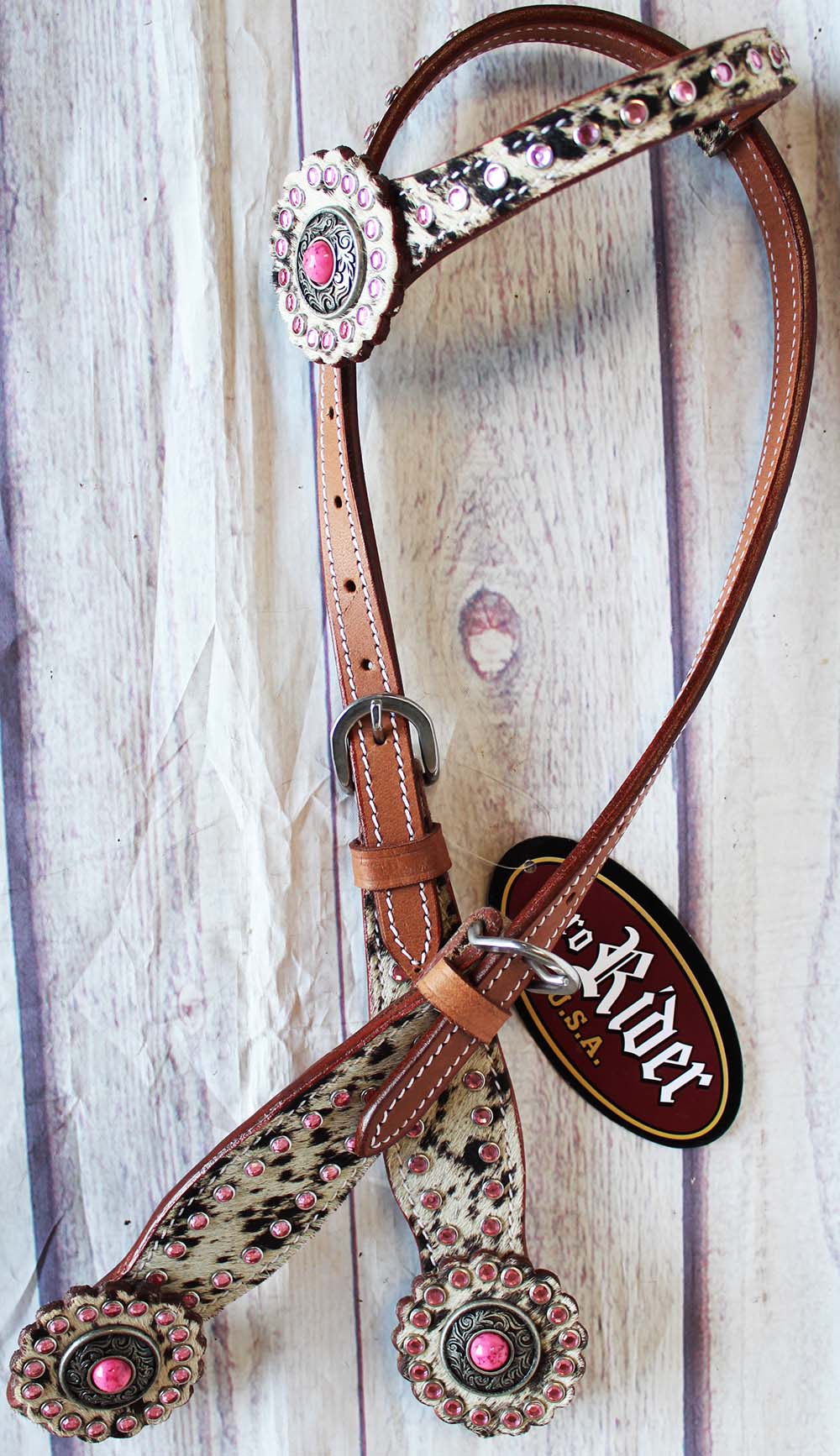 Horse Show Bridle Western Leather Headstall Tack Pink 76171HB 