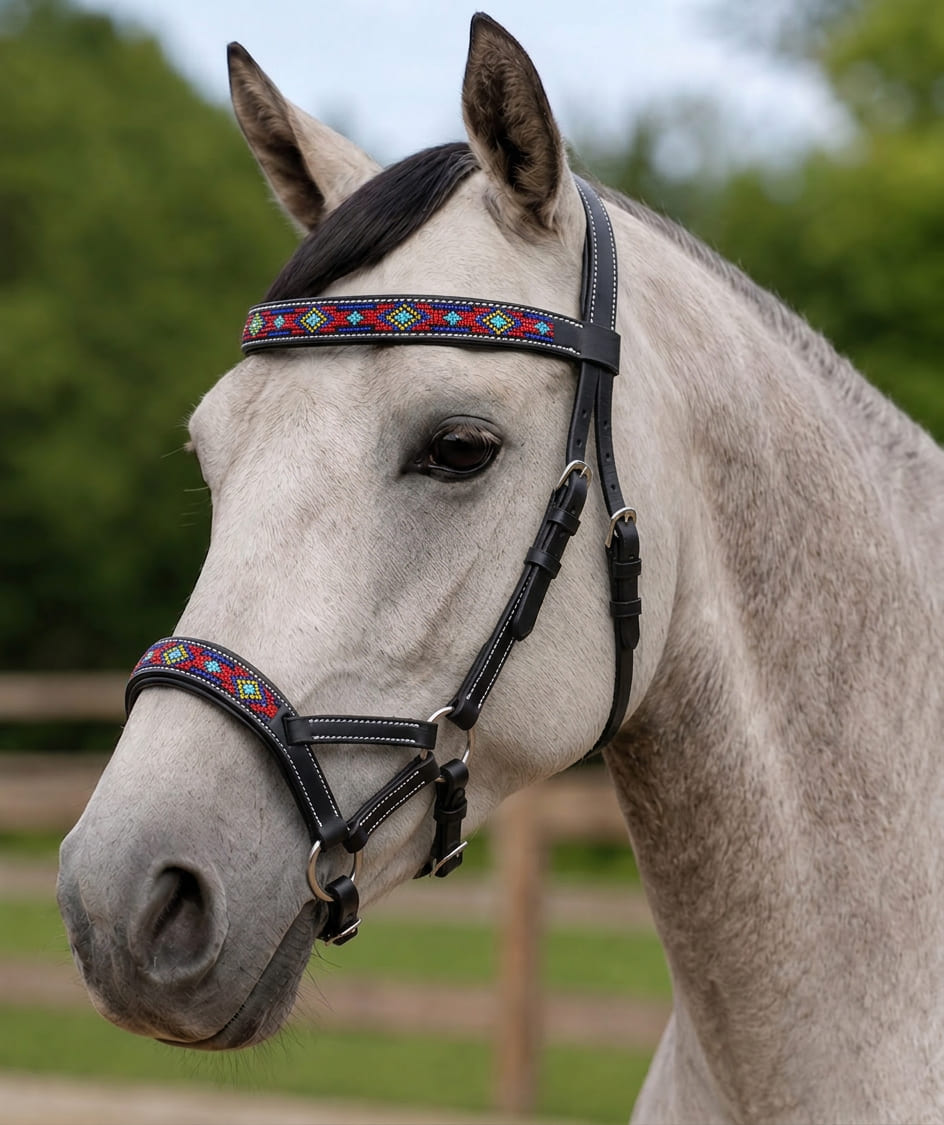 Briglia Sidepull Bitless In Pelle Nera Per Cavallo – Finimento Western/Inglese - Foto 3