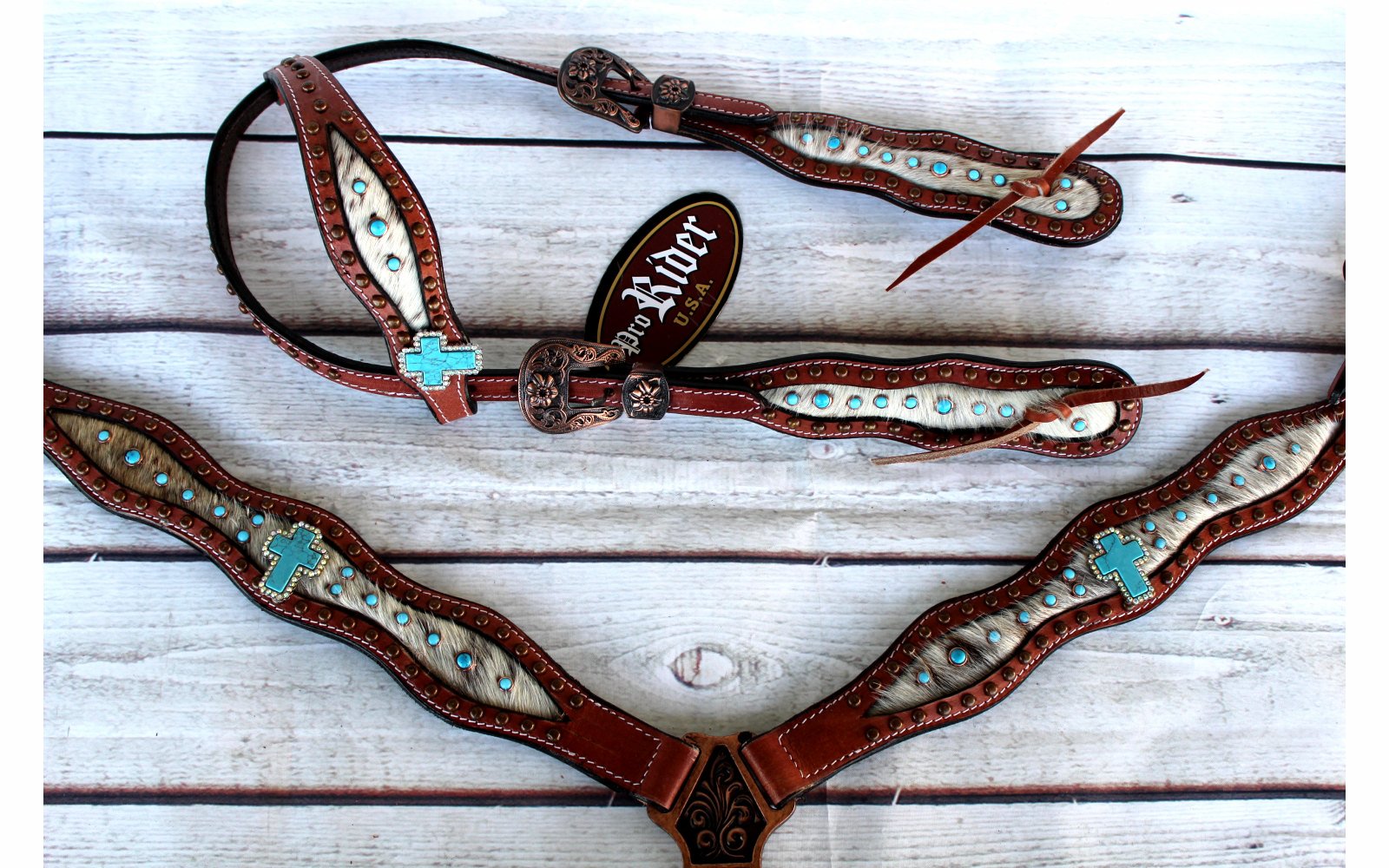 Horse Tack Bridle Western Leather Headstall Turquoise Bling Rodeo ...