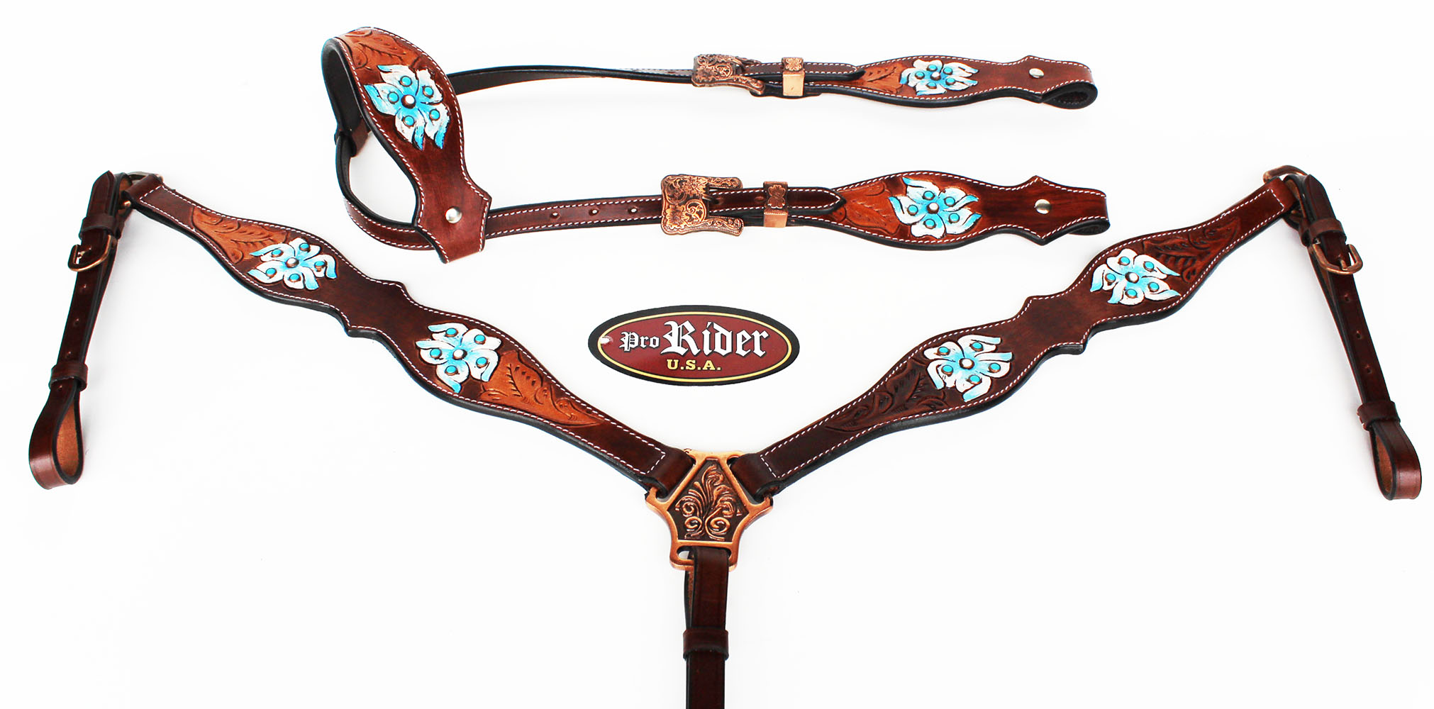 Horse Tack Bridle Western Leather Headstall Breast Collar 80227A