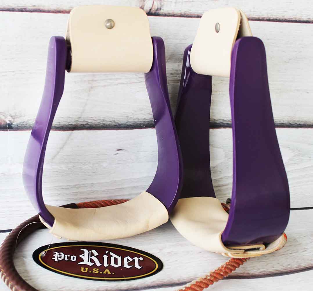 Western Horse Show Barrel Trail Saddle Stirrups Aluminum Purple Rodeo ...