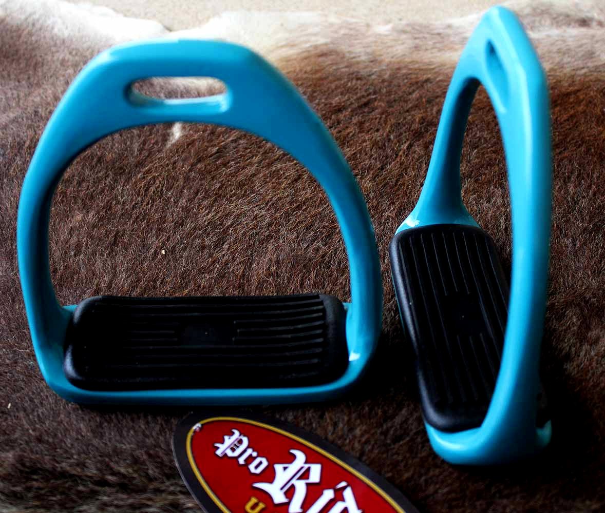 Horse Light Weight English Saddle Stirrups Irons Turquoise 4-3/4