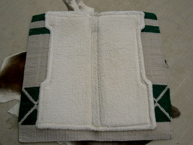 WOOL WESTERN SHOW TRAIL SADDLE FUR PAD GREEN CREAM TACK  