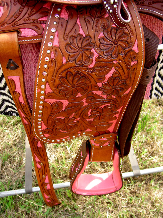 15 WESTERN LEATHER BARREL SHOW PLEASURE TRAIL SADDLE TACK PINK COMBO 